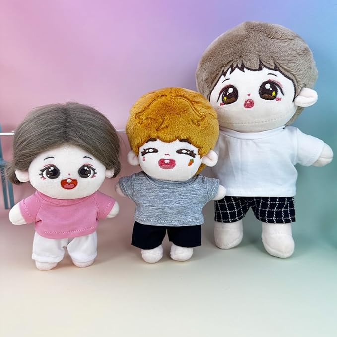 Plush Doll Clothes Solid Color T-Shirt Pants Dress Up Accessories for 10cm 15cm-17cm 20cm Doll (A8, 20cm)