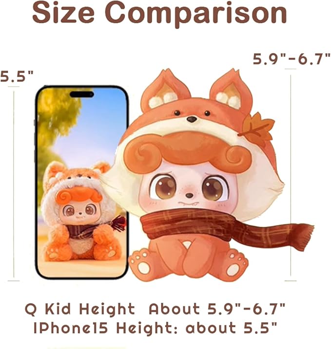 Q.Kid Animal Preschool Plush Series Blind Box 1PC (1 of 7 Possible Styles) Cute Figures Collectible Toys Birthday Gifts (1Pc-Blind Box)