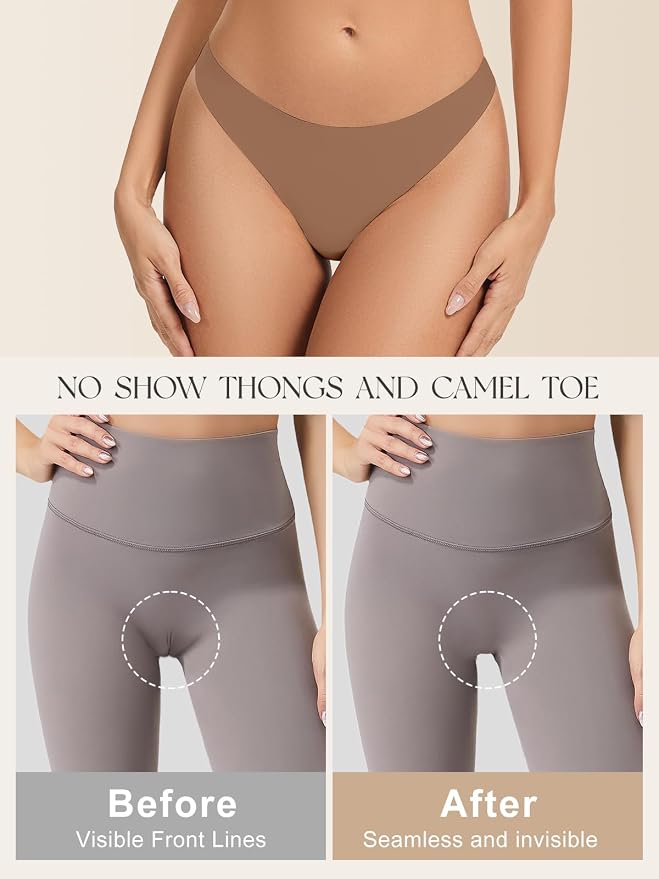 Seamless Camel Toe Thongs for Women Invisible Thong Panty Liners No Show Camel toe G-Strings Workout Underwear