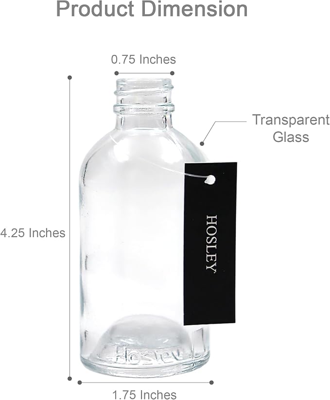 Hosley Reed Diffuser Bottles Set of 4 (85 ml) – Refillable Glass Empty Bottles for Essential Oils, Home Fragrance, Aromatherapy & Décor