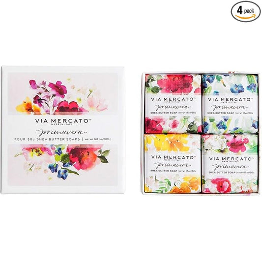 Via Mercato Primavera Spring Collection, Soap Gift Set (4 x 50 gram), Spring Flowers