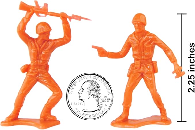 TimMee Plastic Army Men - Orange 48pc Toy Soldier Figures - Made in USA