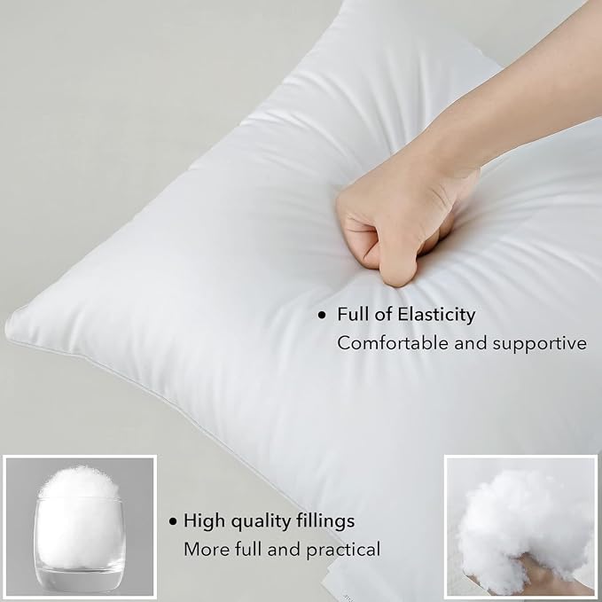 FAVRIQ 14 x 22 Pillow Inserts (Set of 2) - Premium Square Interior Sofa Throw Pillow with 100% Cotton Cover - Decorative Pillow Insert Pair - White Couch Pillow