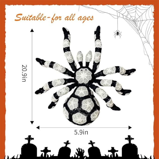 XKCL Hand Woven Plush Spider -12.6 inch Realistic Spider Plush Cute Hug Gift, Suitable for Sofa Bed, Family Party Decoration