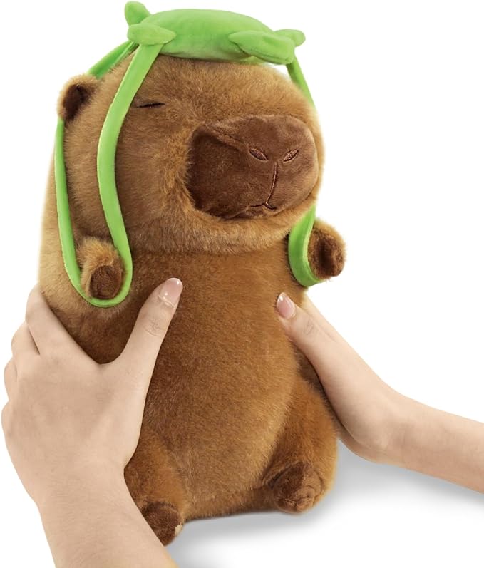 12 inch Cute Capybara Stuffed Animal with Turtle Backpack - Companion to Relieve Emotions - Skin-Friendly Material - Soft Kawaii Plush Pillow for Birthday Gift for Kids Boys Girls