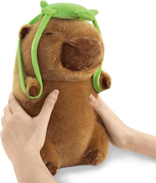 12 inch Cute Capybara Stuffed Animal with Turtle Backpack - Companion to Relieve Emotions - Skin-Friendly Material - Soft Kawaii Plush Pillow for Birthday Gift for Kids Boys Girls