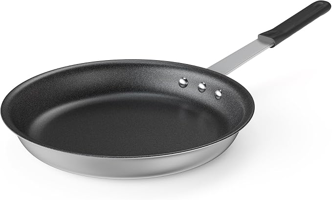 DUMOS 12 Inch Nonstick Frying Pan, Heavy-Gauge Aluminum Skillet with Ceramic Nonstick Coating & Stainless Steel Base, Omelet Pan for Induction, Electric, Gas, PFAS Free, Oven Safe, Black Handle