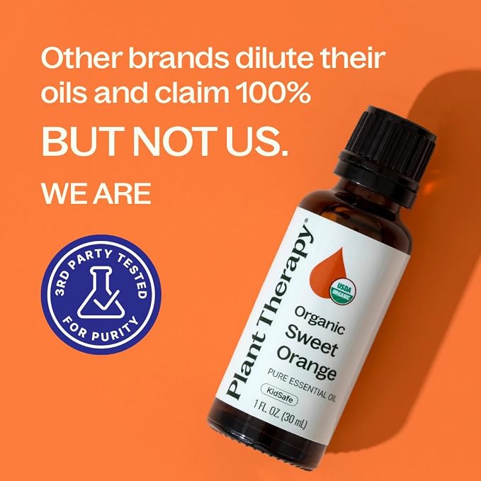 Plant Therapy Organic Sweet Orange Essential Oil, 30 mL (1 oz), 100% Pure Essential Oil, USDA Certified Organic, Great Fresh Citrus Aroma