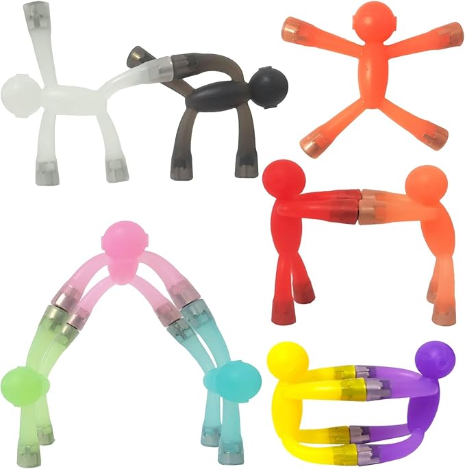 Mom&Myaboy 10PCS Mini Man Magnetic Toys, Translucent Novelty Rubber Magnet Men Fridge Magnets Humanoid Magnetic Kids Travel Birthday Gifts (Transparency)