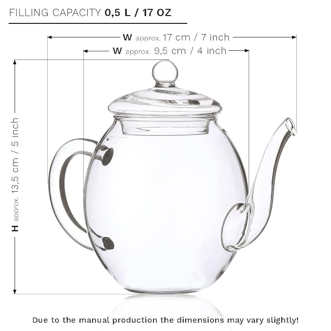 Creano Flowering Tea – Flower Tea Ball Gift set with 17oz Glass Teapot - Black tea