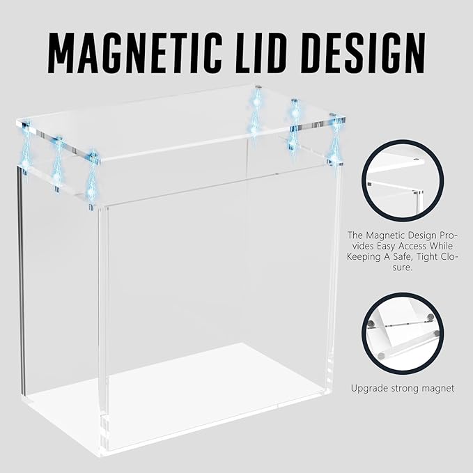 PKMN Booster Box Acrylic Case Magnetic - Ultra Thick 8mm + 5mm Acrylic Booster Box Protector Case Clear Display Stackable Hard Compatible with PKMN Booster Boxes with Strong Magnets Easy Top Loading