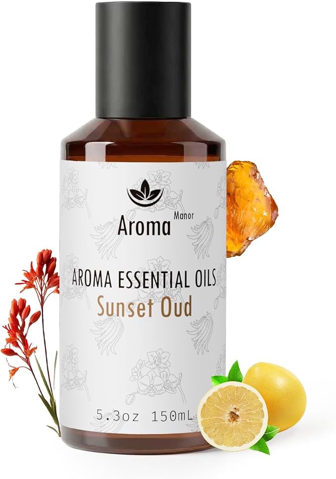 Sunset Oud Fragrance Oils, Hotel Collection Diffuser Oil, Fragrance Oil for Candle Making, Soap Scents for Making Soap, 150ml, Luxury Night, Black pepper & Cardamom, Amber, Cedarwood, Vetiver and More