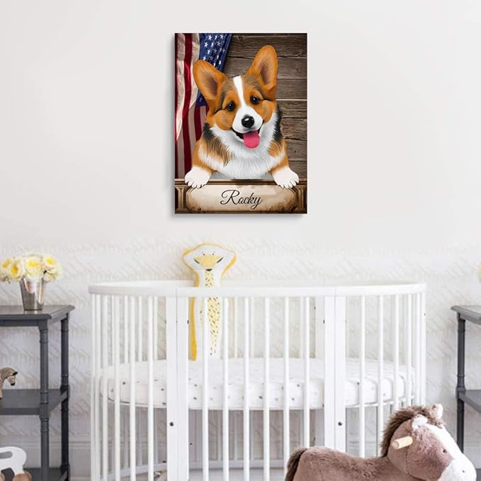 Custom Wooden Jigsaw Puzzles with Your Dog's Name on Pembroke Welsh Corgi Art Print - 300 500 1000PCS Puzzles Game and Home Wall Decor