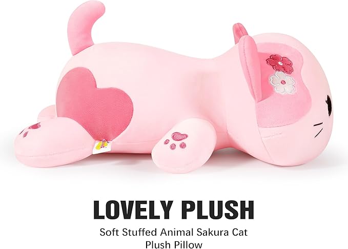 Onsoyours Original Sakura Cat Plush Cute 13 inch Kitten Stuffed Animal Soft Pillow Pink Kawaii Kitty Plush Toy Gift for Kids & Adults (Sakura Cat, 13")