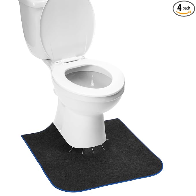Upgrade Round Commode Potty Training Mats for Boys, Toilet Training Mats, Potty Training Toilet Rugs, Toilet Rugs u Shaped Washable,Toilet mats for Bathroom(4 Pack, Dark Grey)
