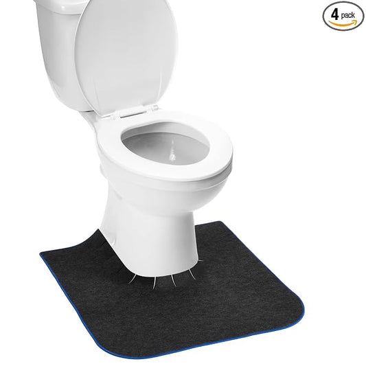 Upgrade Round Commode Potty Training Mats for Boys, Toilet Training Mats, Potty Training Toilet Rugs, Toilet Rugs u Shaped Washable,Toilet mats for Bathroom(4 Pack, Dark Grey)