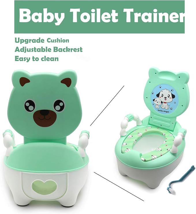 HongK- Portable Bear Grean Kids Baby Potty Training Seat Toddler Portable Lovely Toilet Seat Stool Chair [P/N: ET-BABY003-GREEN]