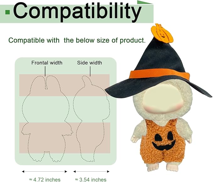 Halloween Pumpkin Outfit for Dolls, Orange Black Jumpsuit with Witch Hat Costume, Cute Halloween Party Doll Clothes