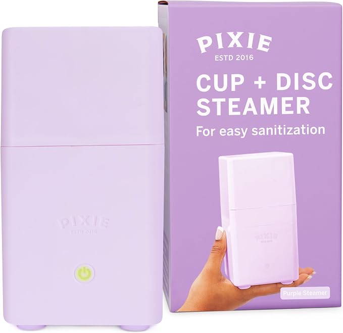 Pixie Menstrual Cup Sterilizer for Feminine Care - Ranked 1 for The Best Steamer - Kills 99.9% of Germs with Steam - Wash Your Period Disc or Cup in 3 Minutes! - Automatic Timing Shut-Off Switch