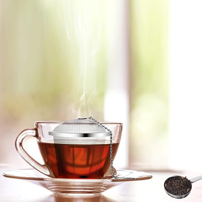 Numola Loose Leaf Tea Infuser Set | Reusable Stainless Steel Tea Balls, Fine Mesh Tea Strainers, Includes Scoop and Drip Trays, Extended Chain Hook