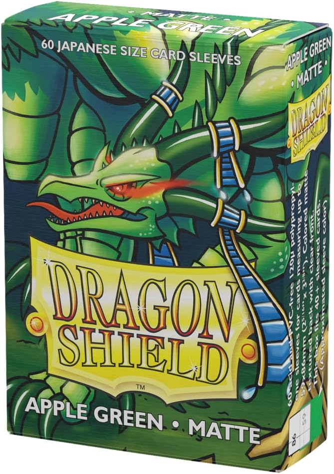 Dragon Shield | Japanese Size Card Matte Sleeves | 60 CT - Smooth & Tough Premium TCG Sleeves - Compatible with Yu-Gi-Oh, Naruto, Cardfight & Vanguard | Apple Green