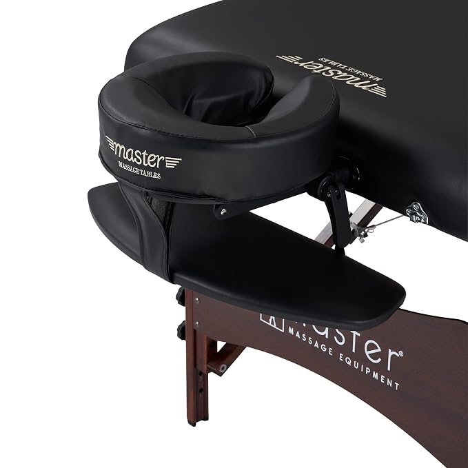 Master Massage Roma II Portable Massage Table Bed Package with 2.5" Cushion, Half Round Bolster, Disposable Face Cover, Black, 30" Salon Beauty Tattoo Lash Facial Bed