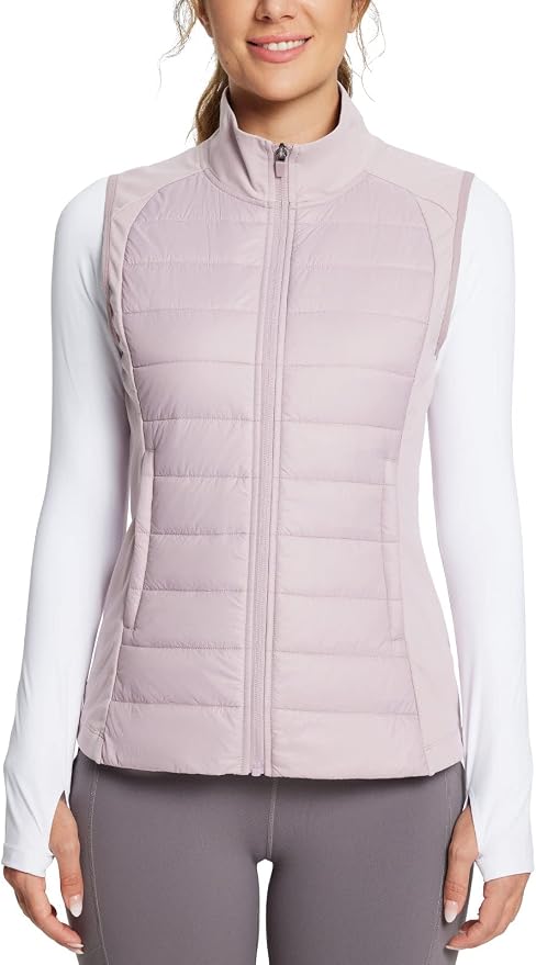 baleaf Womens Lightweight Warm Puffer Vest Winter Running Sleeveless Jacket | Zip Pockets & Soft Curve Design, Windproof, Water-Resistant and Noiseless Fabric, Suitable for Running, Hiking in 20°F-60°F