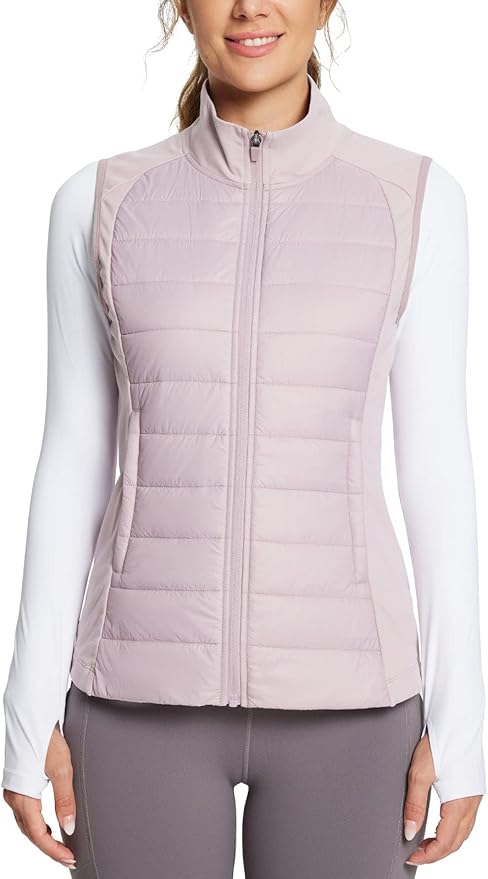 baleaf Womens Lightweight Warm Puffer Vest Winter Running Sleeveless Jacket | Zip Pockets & Soft Curve Design, Windproof, Water-Resistant and Noiseless Fabric, Suitable for Running, Hiking in 20°F-60°F