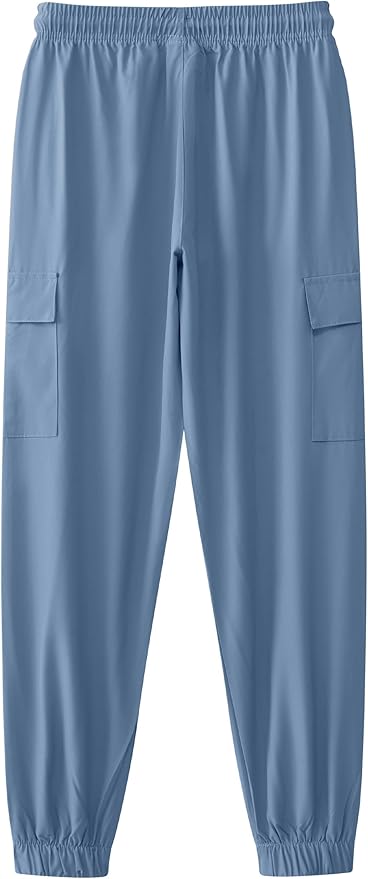 Boys Cargo Joggers Youth Quick Dry Athletic Pants Lightweight Hiking Jogger Pants with Zipper Pockets
