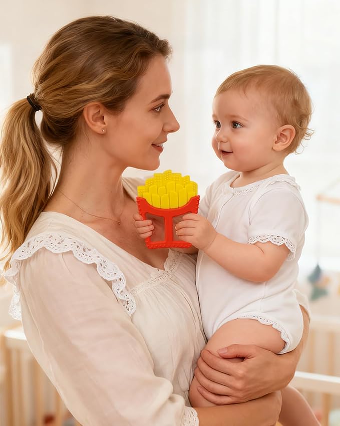 Chuya French Fry Teether Baby Toys 0-6 6-12 12-18 Months,French Fries Shape Teething Toy Baby Teething Relief Infant Toys Sensory Toys for Babies Soothes Sore Gums Boys Girls Gift Easy-Grasp