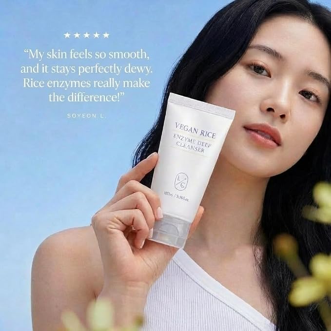 LICORNE Vegan Rice Enzyme Deep Cleanser – Enzyme Foaming Cleanser, Korean Face Wash, Gentle Facial Cleanser with Rice Bran Extract, Hydrating Daily Face Wash for Smooth Skin