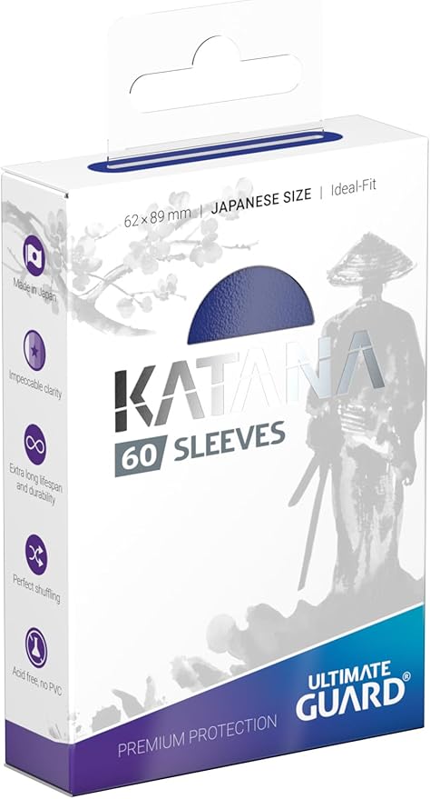 Ultimate Guard Katana Card Sleeves: 60 Japanese Size TCG Sleeves, 62 x 89mm, Blue Back, Tournament Sleeves, No PVC & Acid-Free, High Clarity