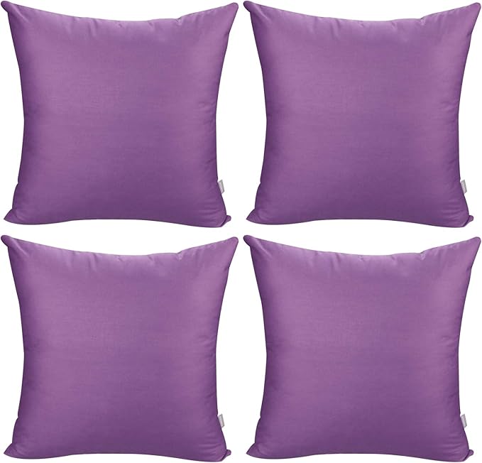 4-Pack 100% Cotton Comfortable Solid Decorative Throw Pillow Case,Thmyo Square Cushion Cover Pillowcase Sublimation Blank Pillow Covers DIY Throw Pillowcase for Sofa Couch(20x20 inch/ 50x50cm,Purple)