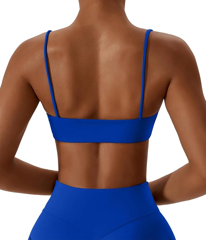Comper Women's Sports Bras Wirefree Racerback Workout Bras Sexy Thin Straps Yoga Sport Bras with Removable Pads