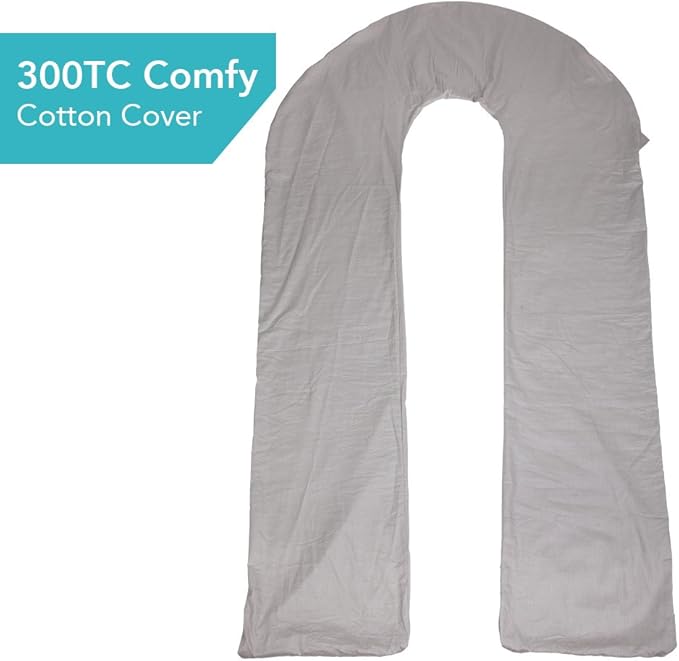 Meiz Full Pregnancy Pillow Cover - Body Pillow Case - 300TC Comfy Maternity Pillowcase - Fit 65" x 31" Pillow - King Size (Grey)