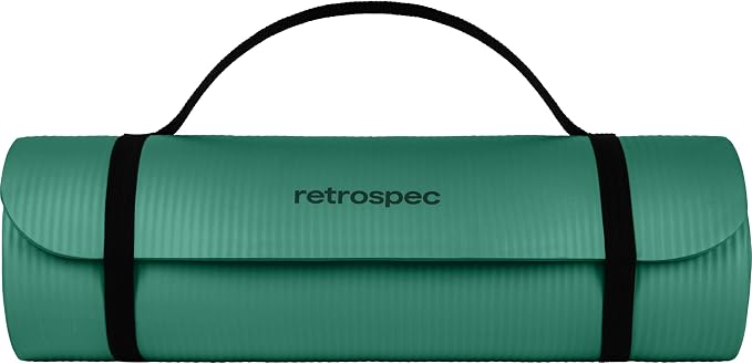 Retrospec Solana Yoga Mat Thick 1/2in Non-Slip Workout Mat with Nylon Strap - 72x24in Exercise Mat for Pilates, Stretching & Fitness - BPA Free, Easy Clean