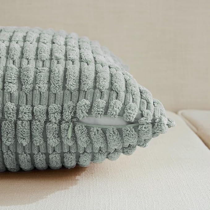 Fancy Homi 4 Packs Decorative Throw Pillow Covers for Living Room Couch Bed, Modern Farmhouse Boho Home Décor Accent Cushion Case, 20" x 12", Grey Blue