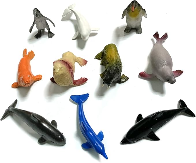 50 Pack Assorted Mini Vinyl Plastic Ocean Sea Animal Figures Toy Set, Realistic Under The Sea Life Figure Bath Gift for Child Educational Kids Party Cake Cupcake Topper