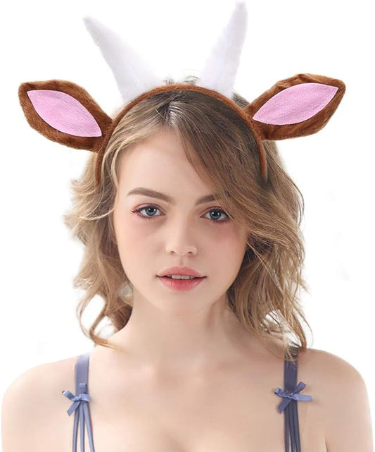 Plush Animal Ears and Horns Headband-Halloween Christmas Festival Theme Party Animal Cosplay Costume Headbands