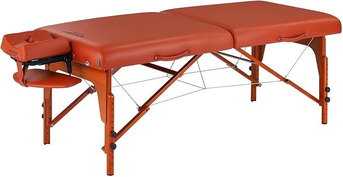Master Massage 31" Santana Pro Portable Massage Table Package, Memory Foam Cushioning, Reiki Leg Panels, Mountain Red- Tattoo Table- Spa Bed- Folding Massage Table- Facial Bed