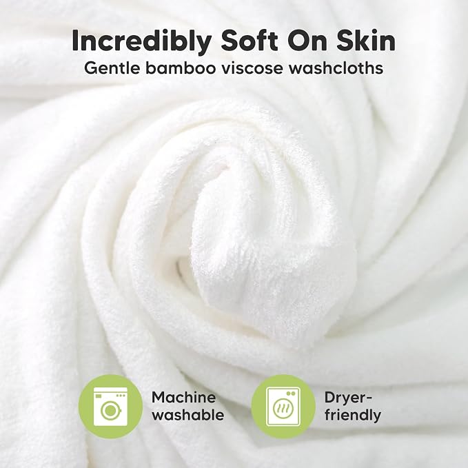 6-Pack Baby Washcloths – Soft Absorbent Viscose from Bamboo Washcloths for Face, Body, Baby Towels for Newborn, Kids, Toddlers, Infant, Gentle on Sensitive Skin, 10x10 Reusable Face Towels(Rosy)