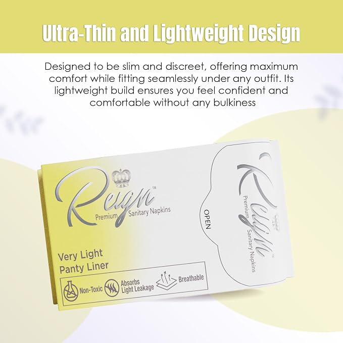 Reign Very Light Panty Liners, Menstrual Sanitary Napkins for Women, Feminine Panty Liners with Wings, Feminine Pad (20 Count)