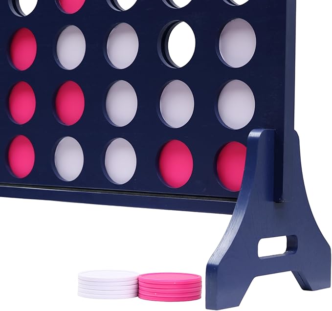 Tailgating Pros Premium Navy Giant Four in a Row with Carrying Case - Jumbo Oversized Outdoor Yard Game - Connect Multiple Pucks in a Row to Win - Many Puck Colors Available!