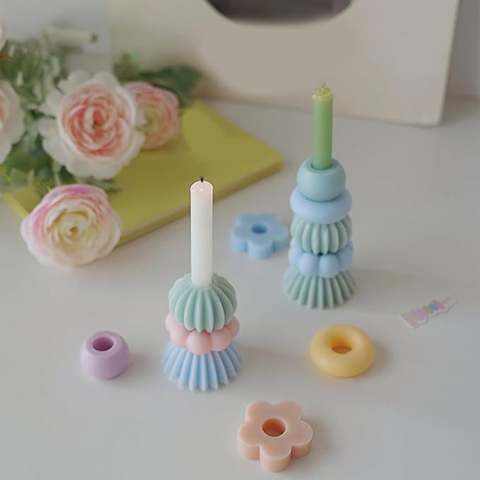 Creative Rainbow Stacking Scented Candle Soybean Waxes Air Freshener Candle for Home Relaxation Aromatherapies