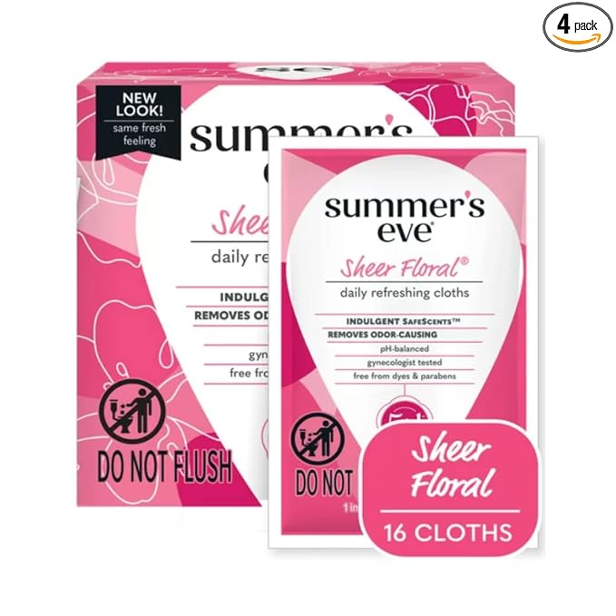 Summer's Eve Eve Cleansing Cloths for Sensitive Skin, Sheer Floral 16 ea (Pack of 4)