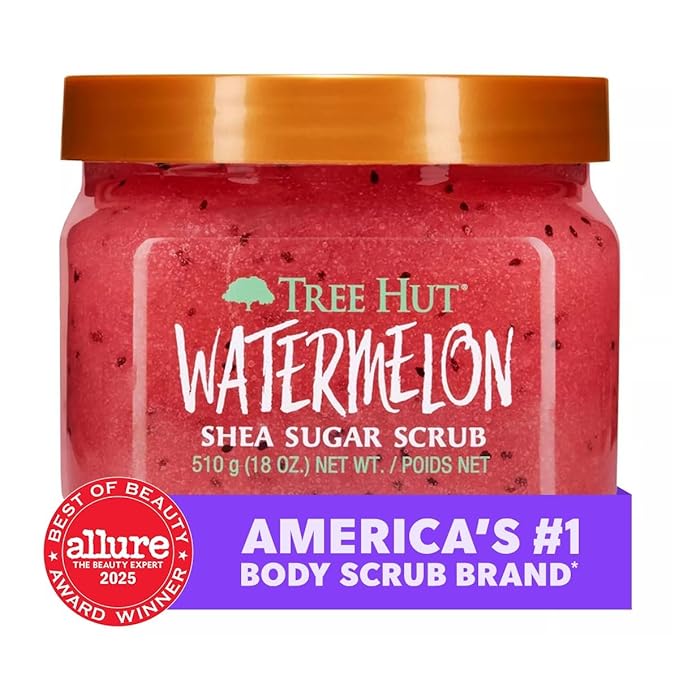 Tree Hut Watermelon Shea Sugar Scrub, Mothers Day Gifts, Exfoliating, Hydrating & Moisturizing Body Scrub with Shea Butter & Nourishing Essential Oils, Smooth & Soften Skin, 18 oz