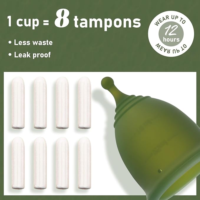 Soft Menstrual Cup - Medical Grade Silicone Reusable Period Cup - BPA Free Comfortable Flexible Menstrual Cup Heavy Flow (Green, Regular) (Regular (Pack of 1), Green)