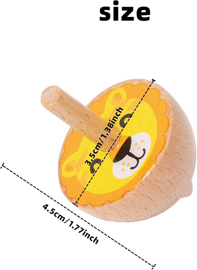 6 Pcs/Set Beech Wood Spinning Tops Toy for Kids, Animal Wooden Gyroscopes Toy for 3 4 5 6 7 Years, Fruit Educational Kindergarten Toys, Spin Tops for Party Games Birthday Gifts Family Fun (Animal)