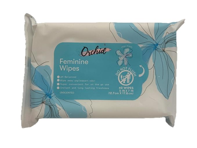 Feminine Wipes, 40 Wipes, 5 in x 7 in (Unscented)