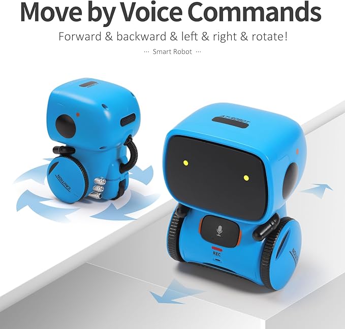GILOBABY Kids Robot Toys, Interactive Toys Companion Smart Talking Robotic with Voice Control Touch Sensor, Dancing, Singing, Recording, Repeat, Birthday Gifts for Boys Ages 3+ Years (Blue)